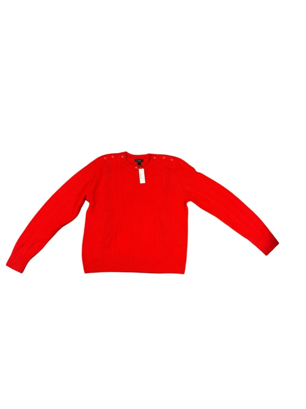 J. Crew Red Cable-Knit Wool Sweater